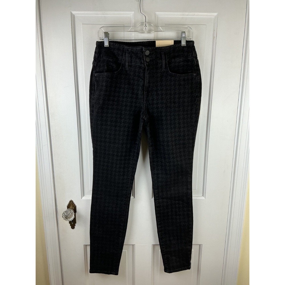 NWT NYDJ Not Your Daughters Jeans Skinny Houndstooth Lux Black Burnout Size 6